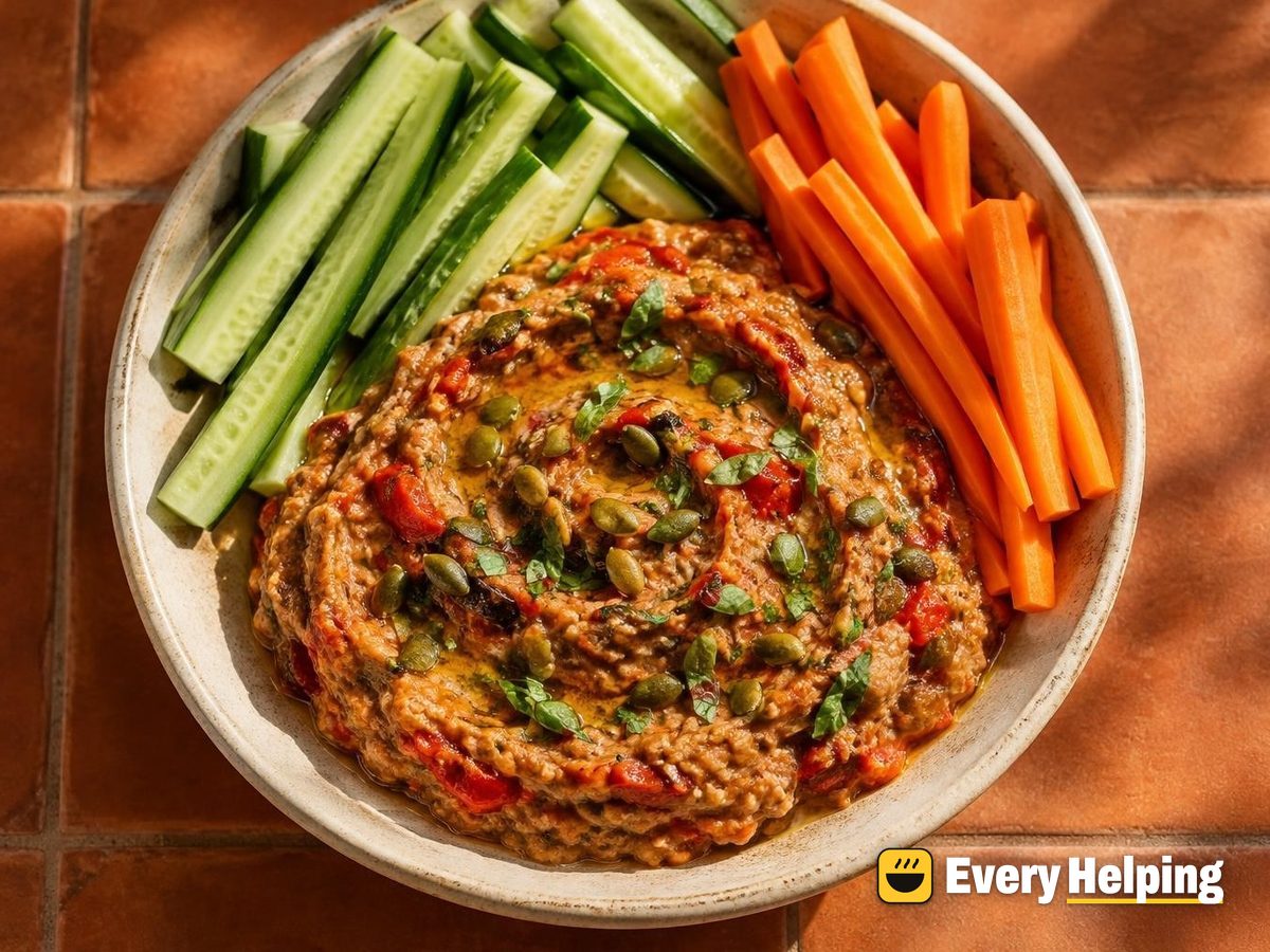 Roasted Pepper and Eggplant Spread with Crudités