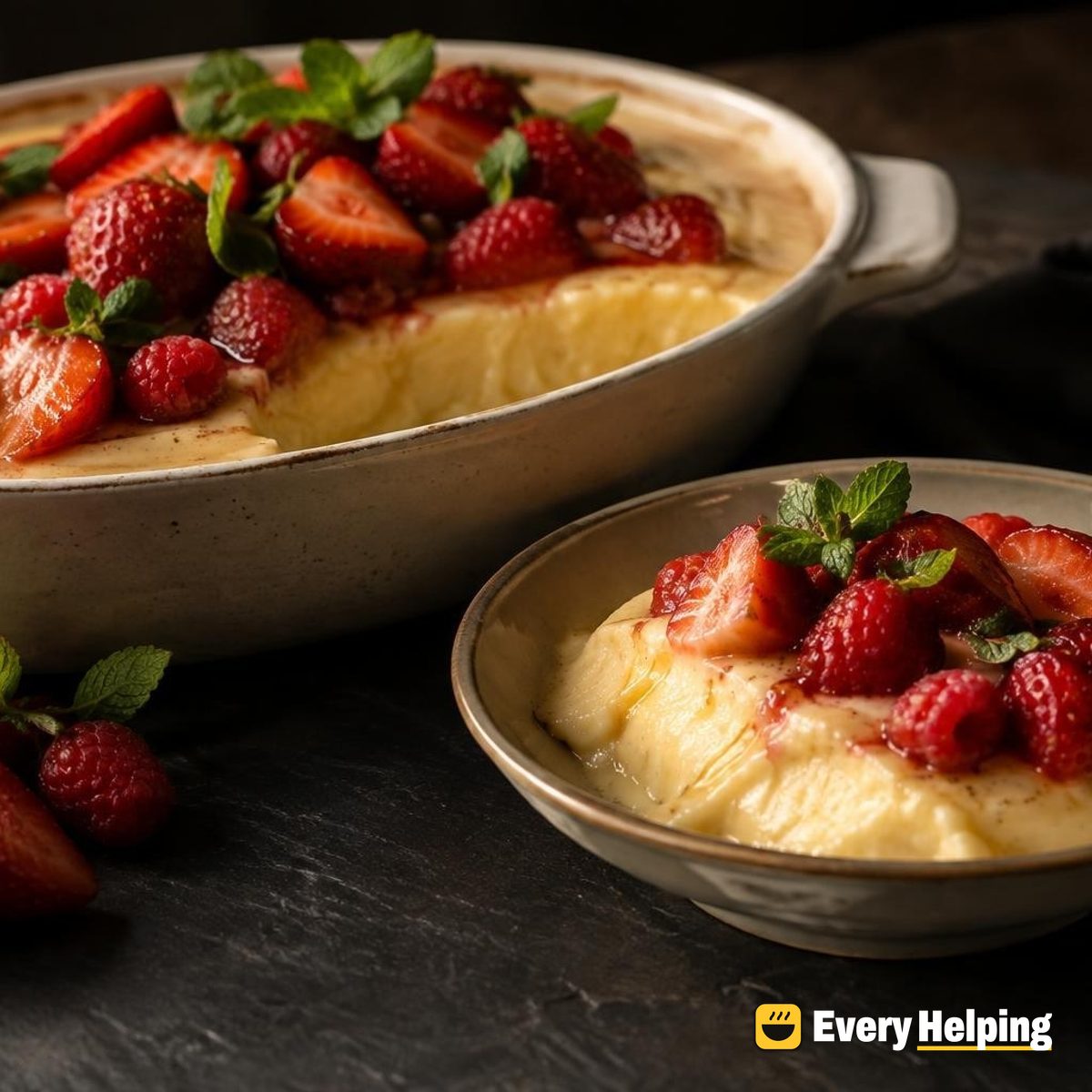 Brown Butter Vanilla Pudding with Berries