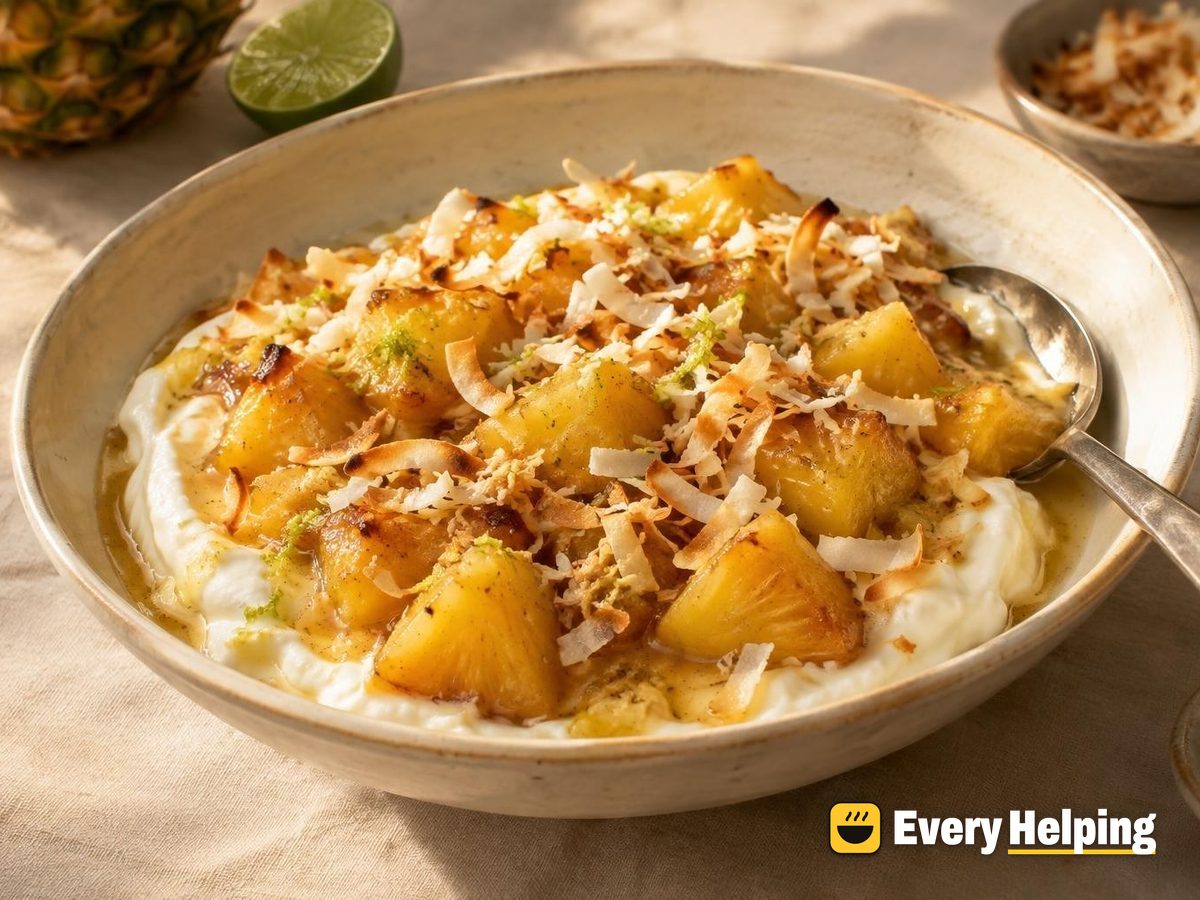 Caramelized Pineapple Vanilla Compote with Yogurt