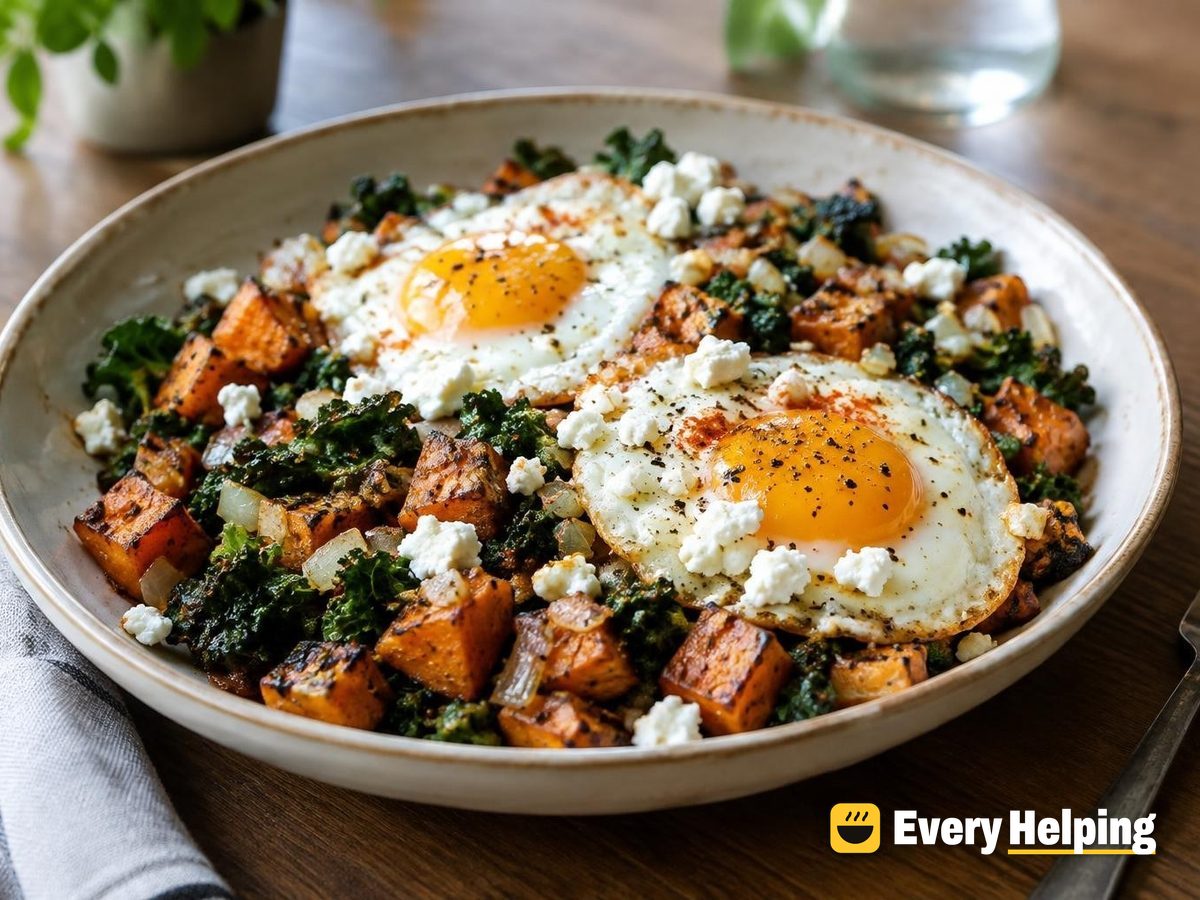 Sweet Potato Kale Hash with Fried Eggs