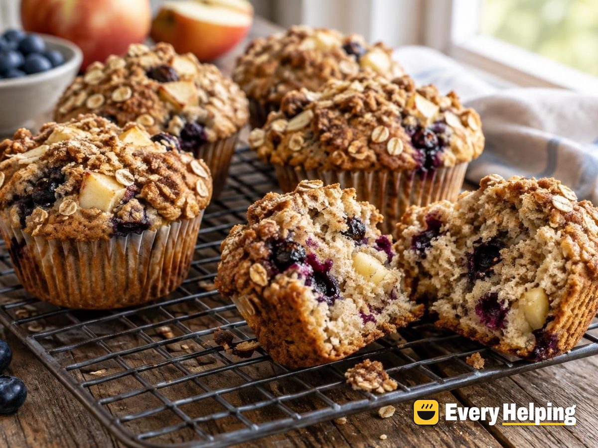 Apple Blueberry Oat Muffins with Oat Streusel