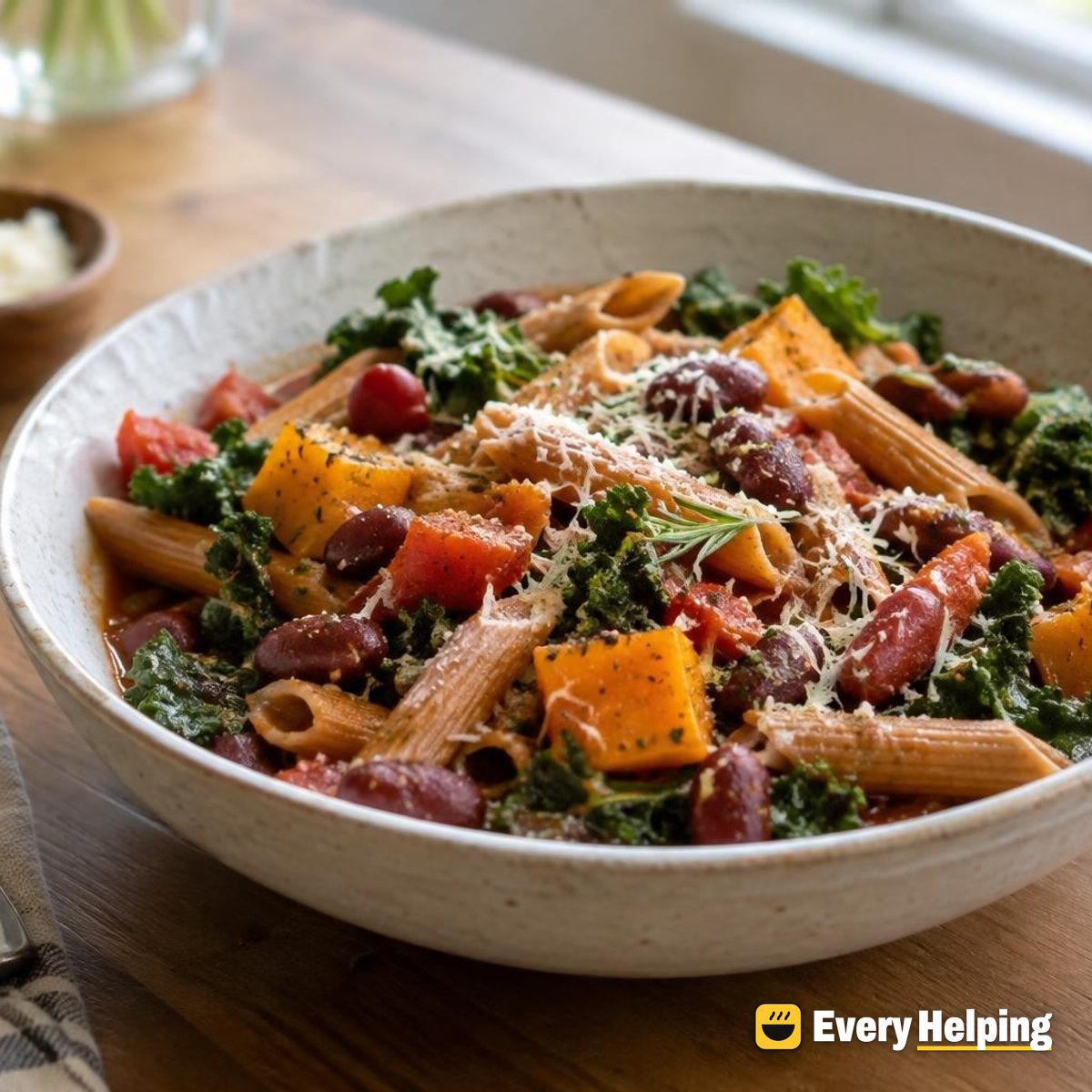 One-Pot Butternut and Kidney Bean Pasta