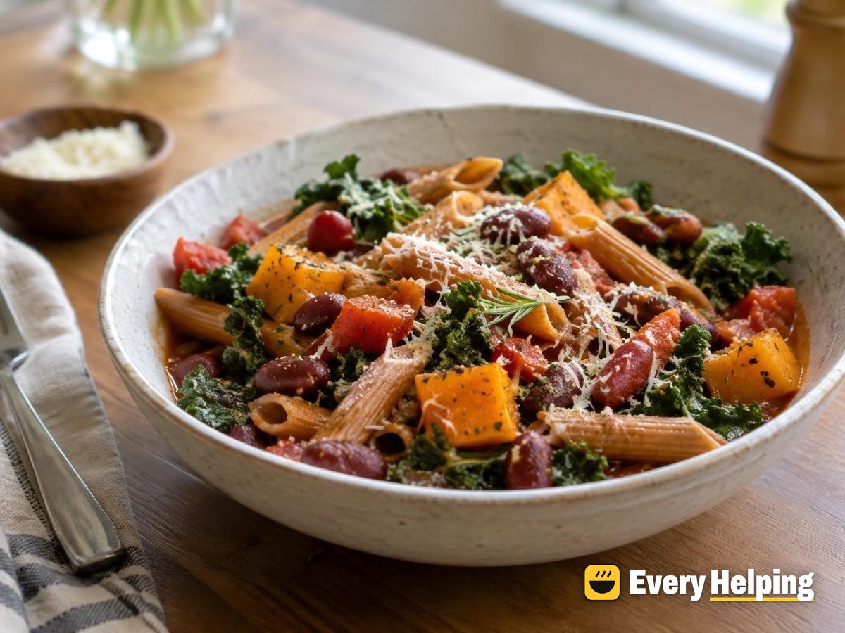 One-Pot Butternut and Kidney Bean Pasta