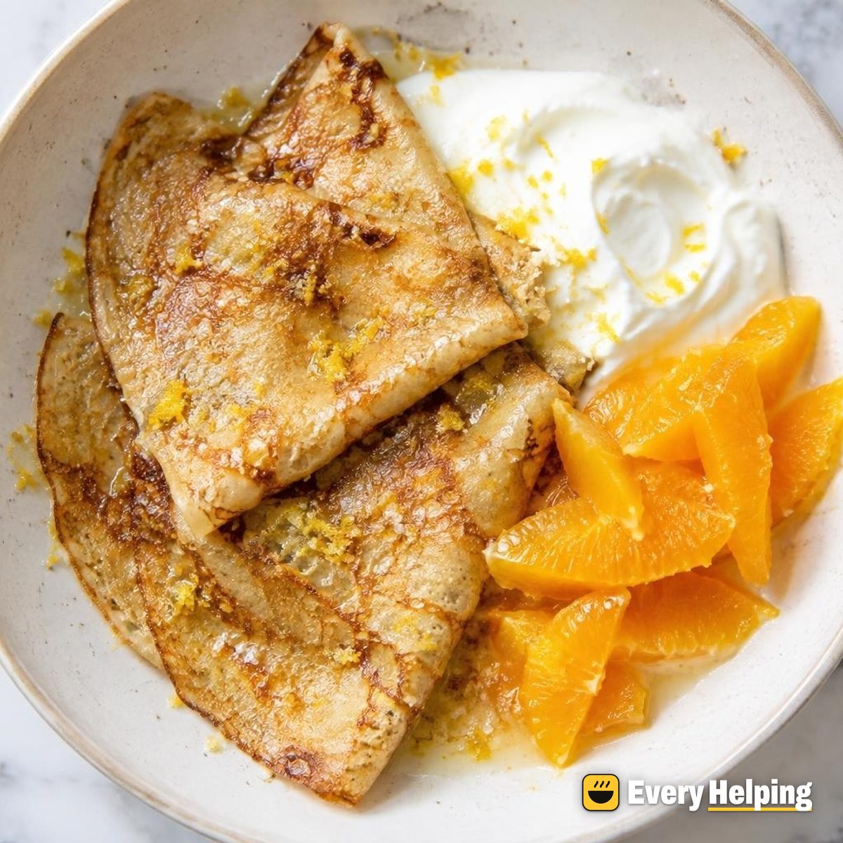 Brown Butter Lemon Sugar Crêpes with Yogurt