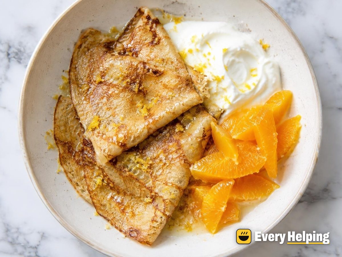 Brown Butter Lemon Sugar Crêpes with Yogurt