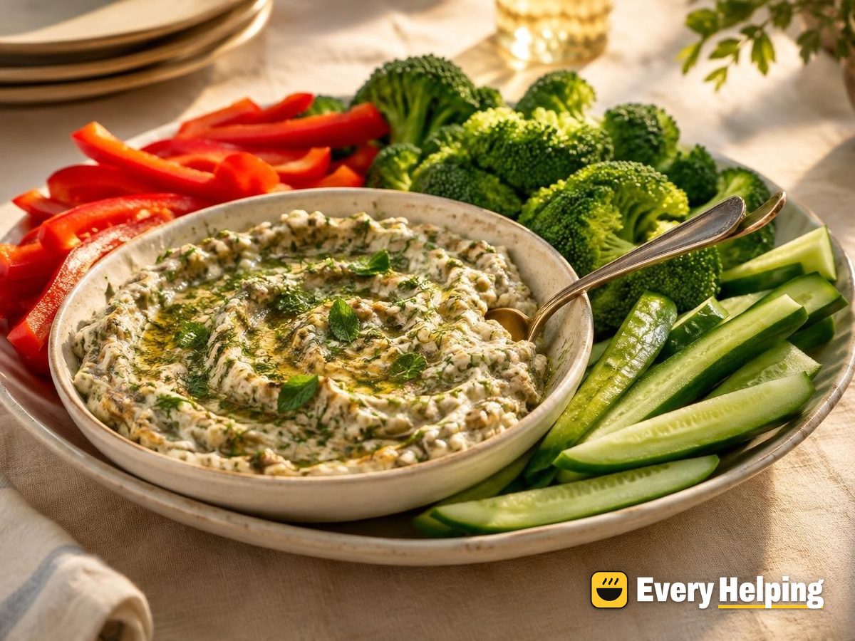 Roasted Eggplant Garlic Herb Spread with Crudités