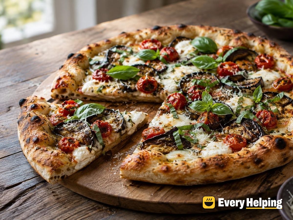 Cold-Ferment NY Pizzas with Roasted Eggplant and Basil