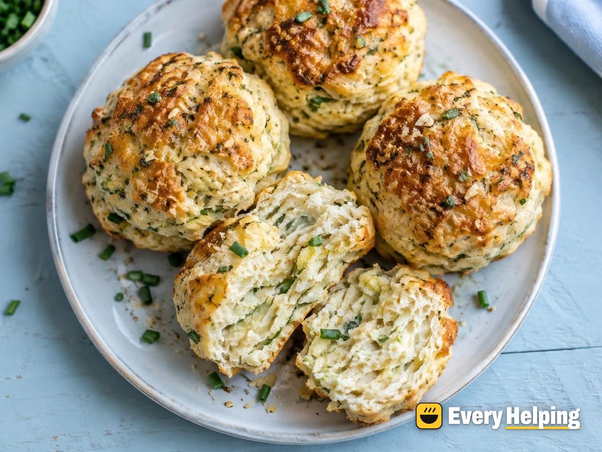 Cream Cheese Chive Biscuits with Garlic Butter