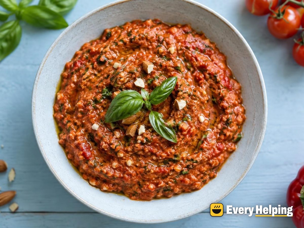 Roasted Red Pepper Basil Romesco-Style Sauce