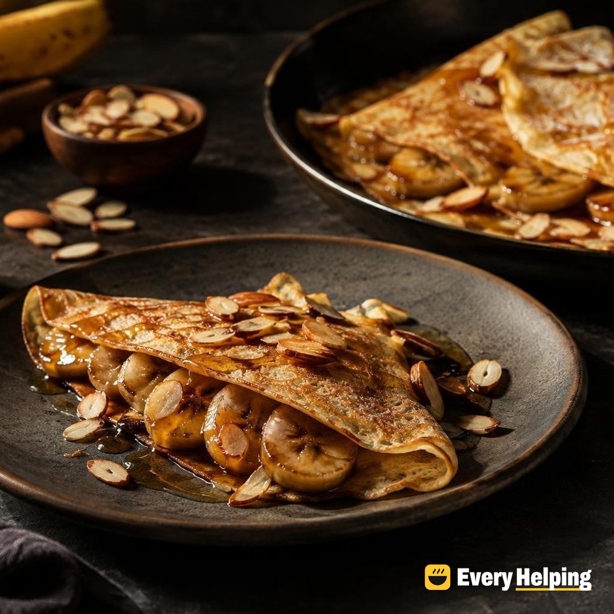 Thin Oat Pancakes with Caramelized Banana