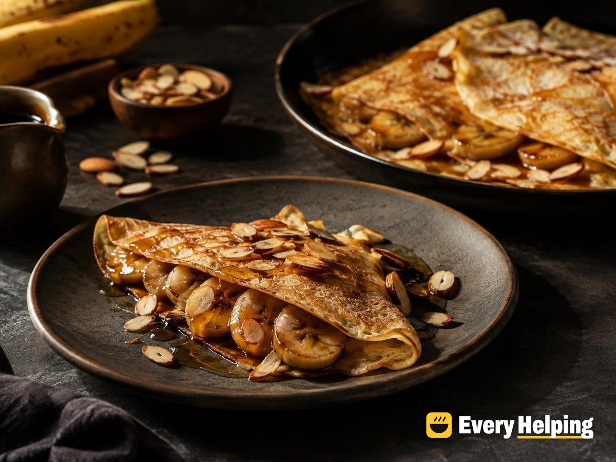 Thin Oat Pancakes with Caramelized Banana