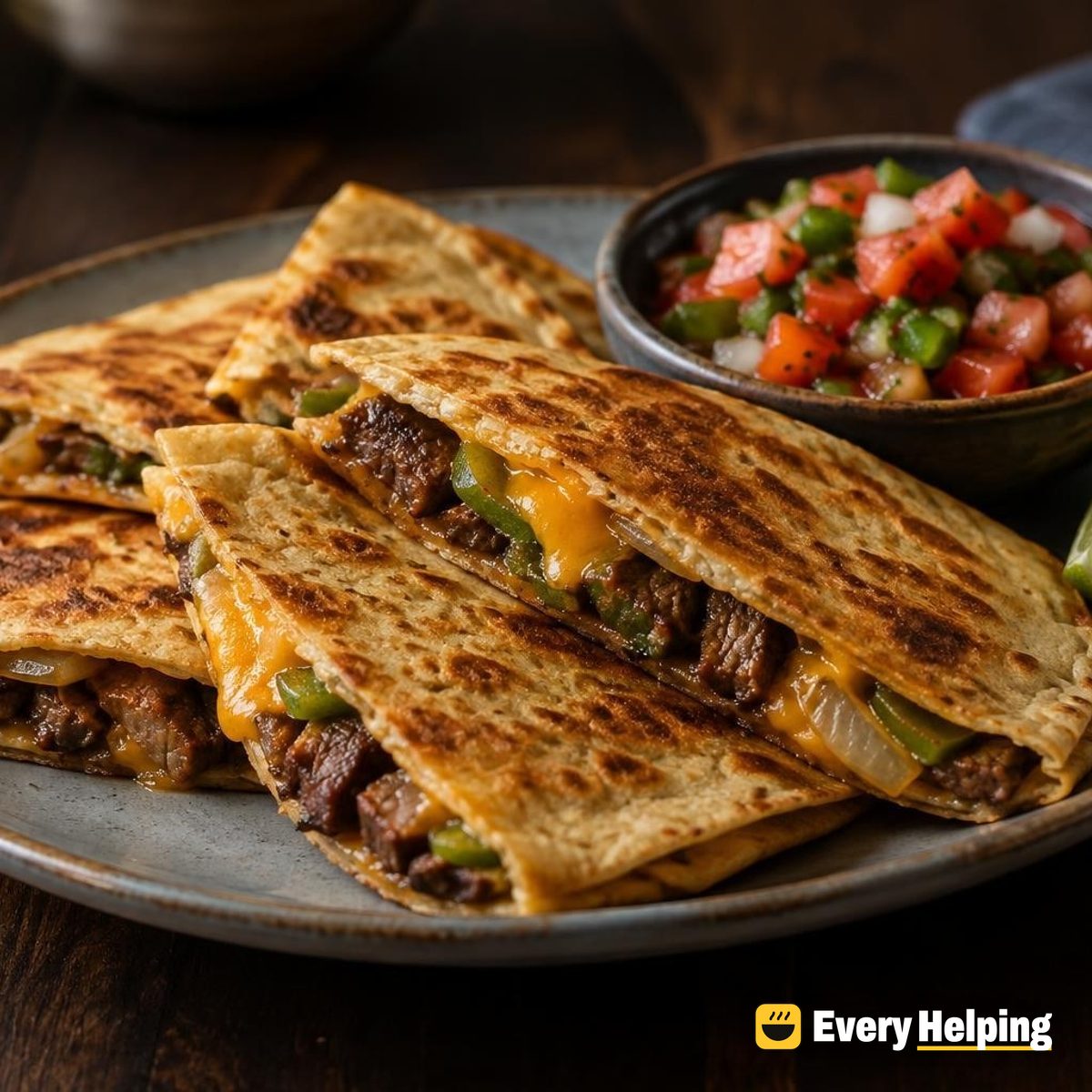 Seared Flank Steak Quesadillas with Fresh Tomato Salsa