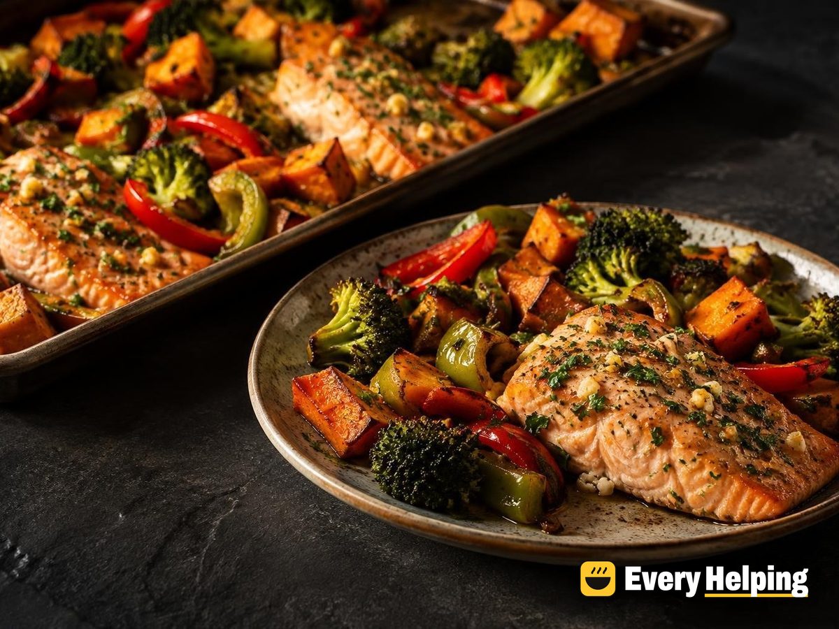 Garlic Herb Roasted Salmon with Broccoli