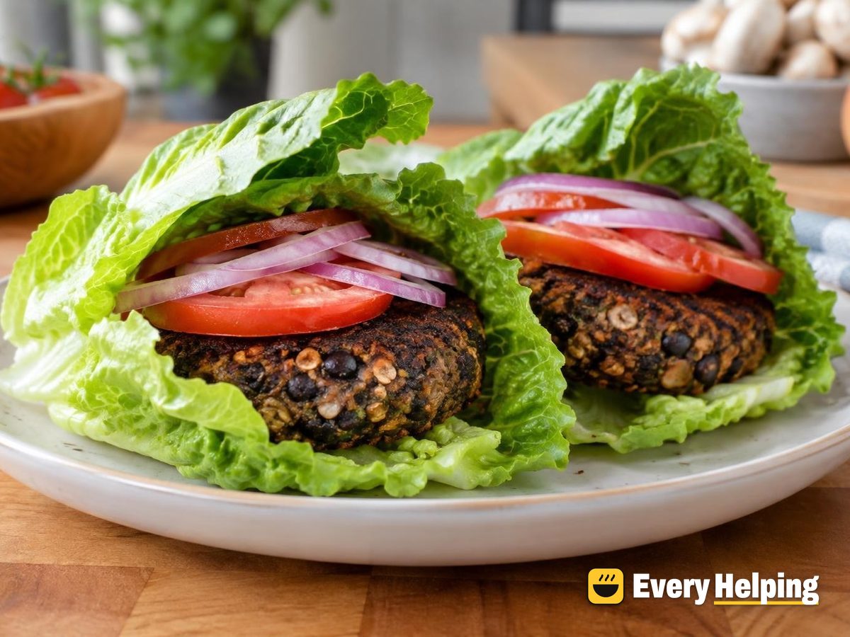 Smoky Black Bean Burgers in Lettuce Wraps