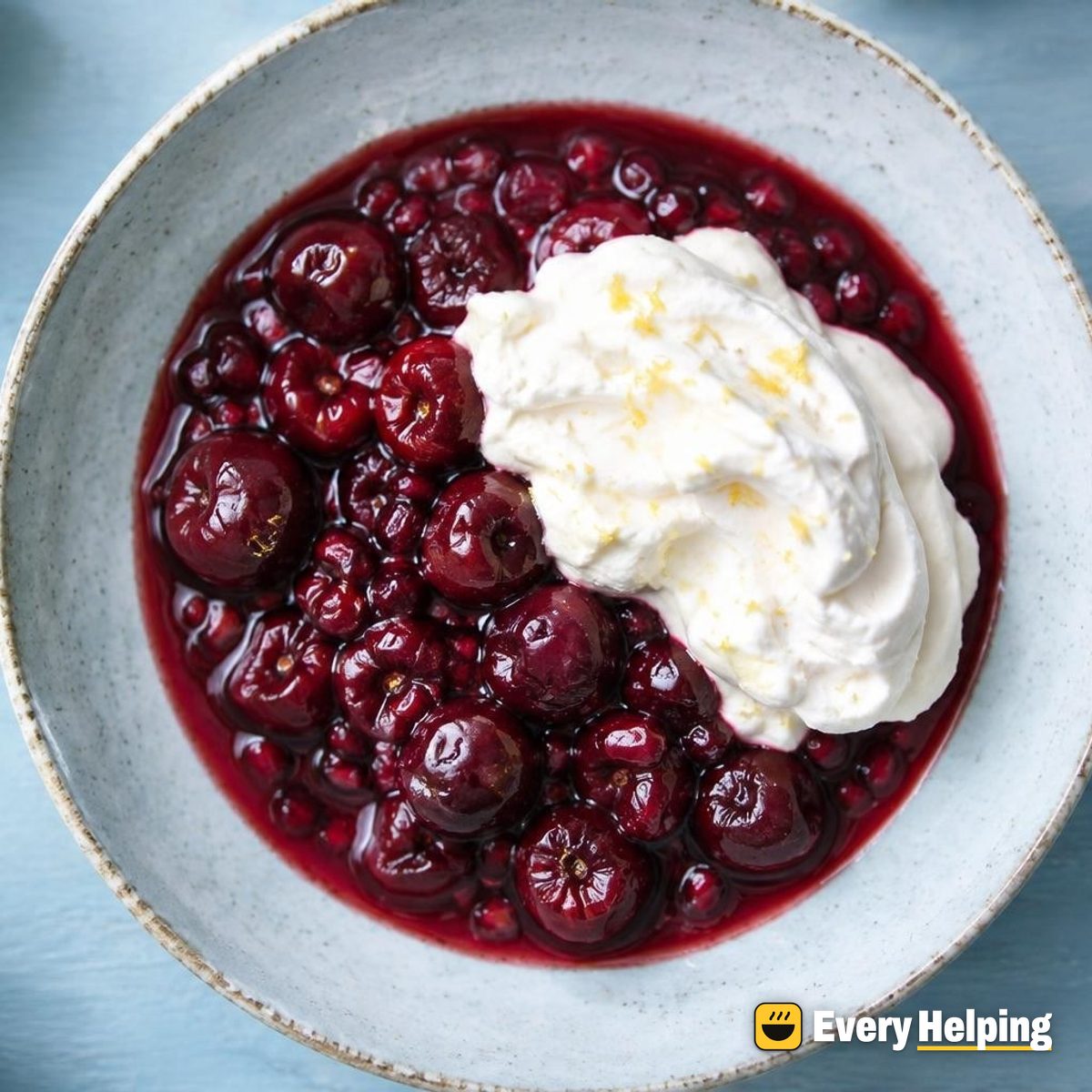 Pomegranate Vanilla Cherry Compote with Whipped Cream