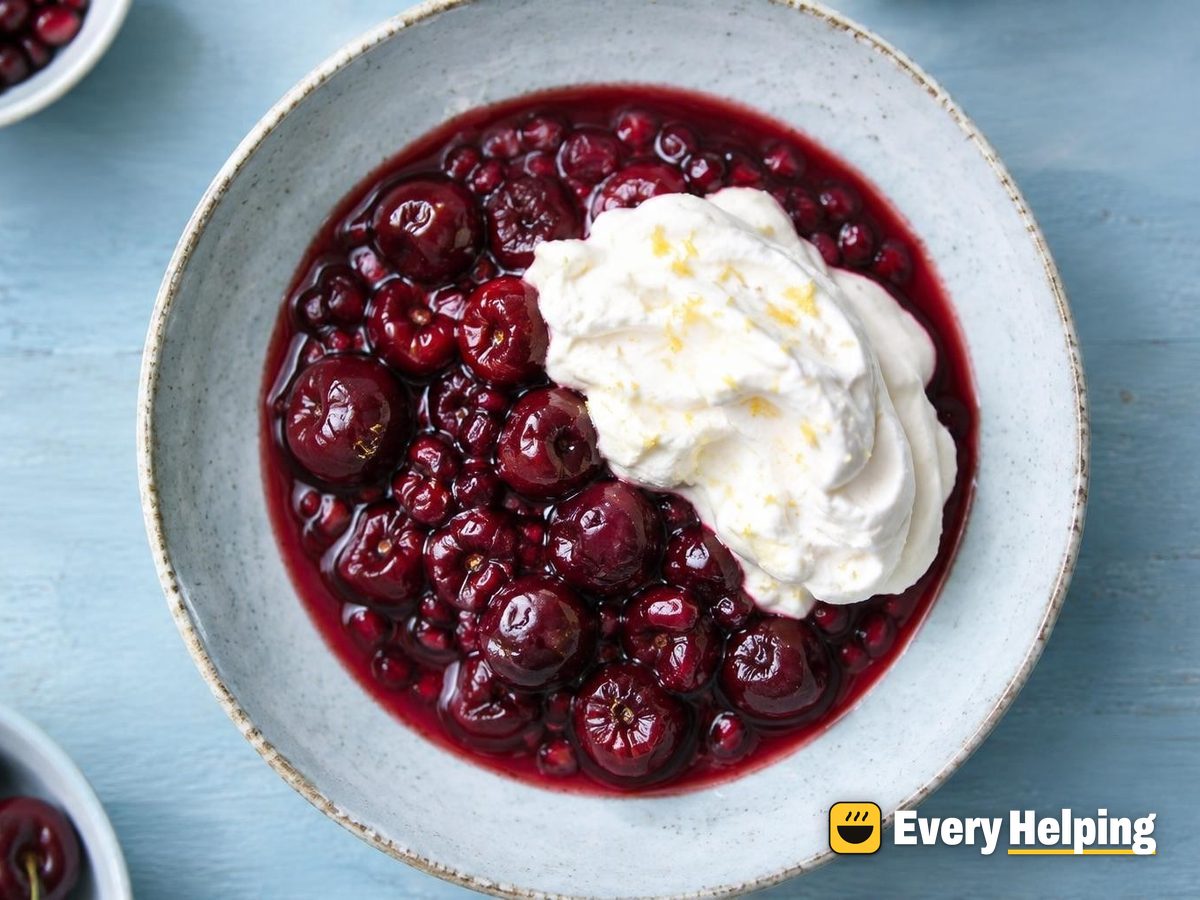 Pomegranate Vanilla Cherry Compote with Whipped Cream