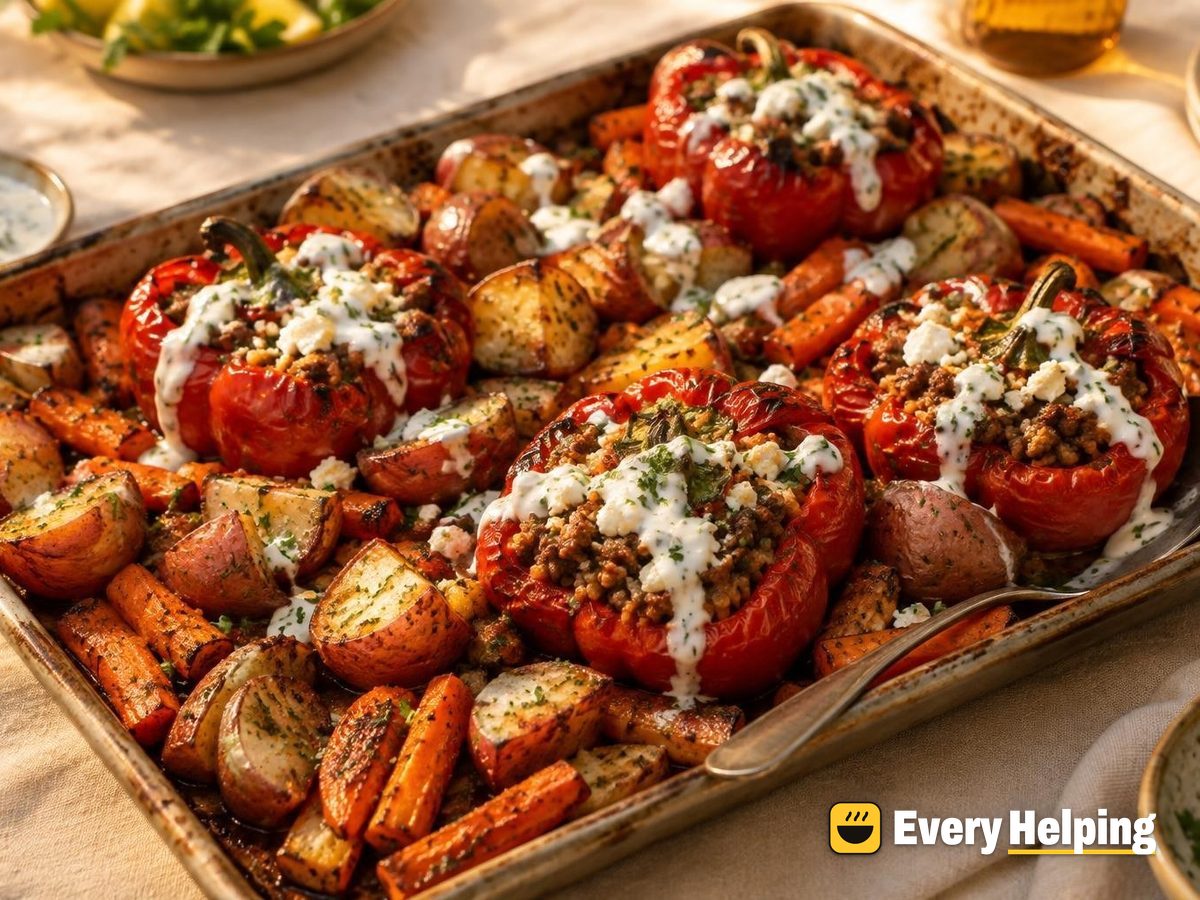 Cumin-Coriander Lamb-Style Beef Stuffed Peppers