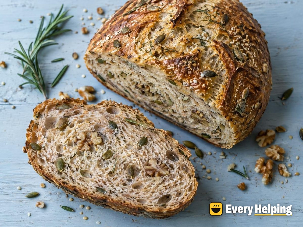 Rosemary Walnut Seeded Boule with Egg Glaze