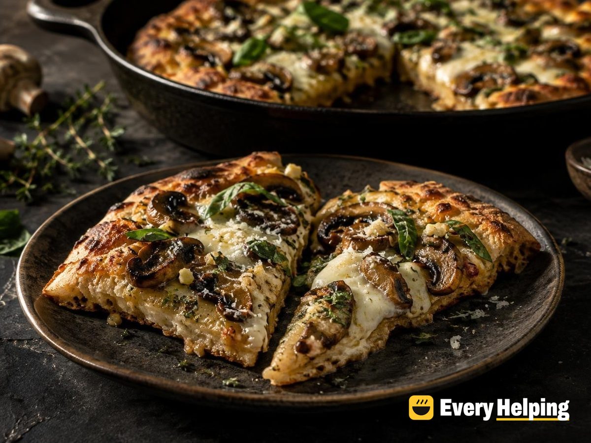 Skillet Mushroom Thyme Flatbread Pizzas