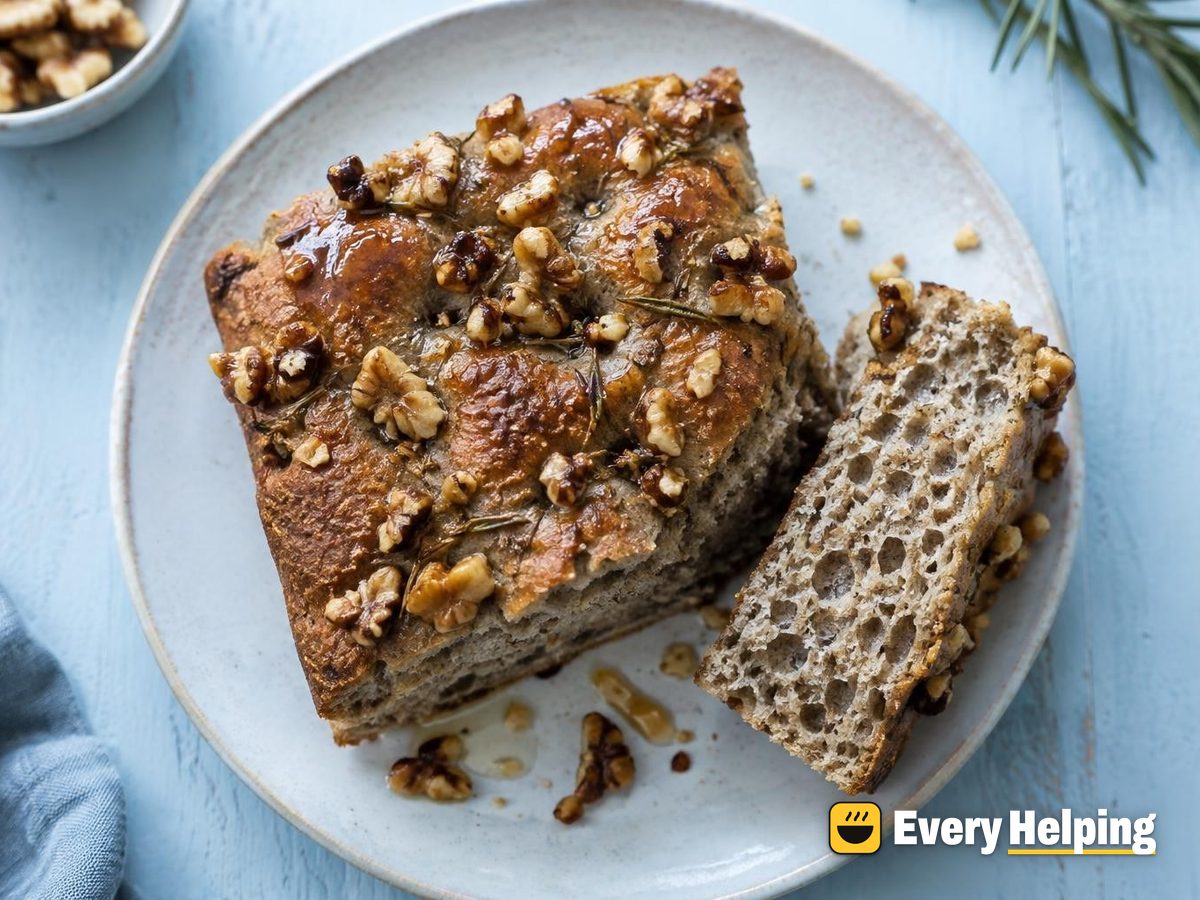 Soft Rye Focaccia with Honey Walnuts