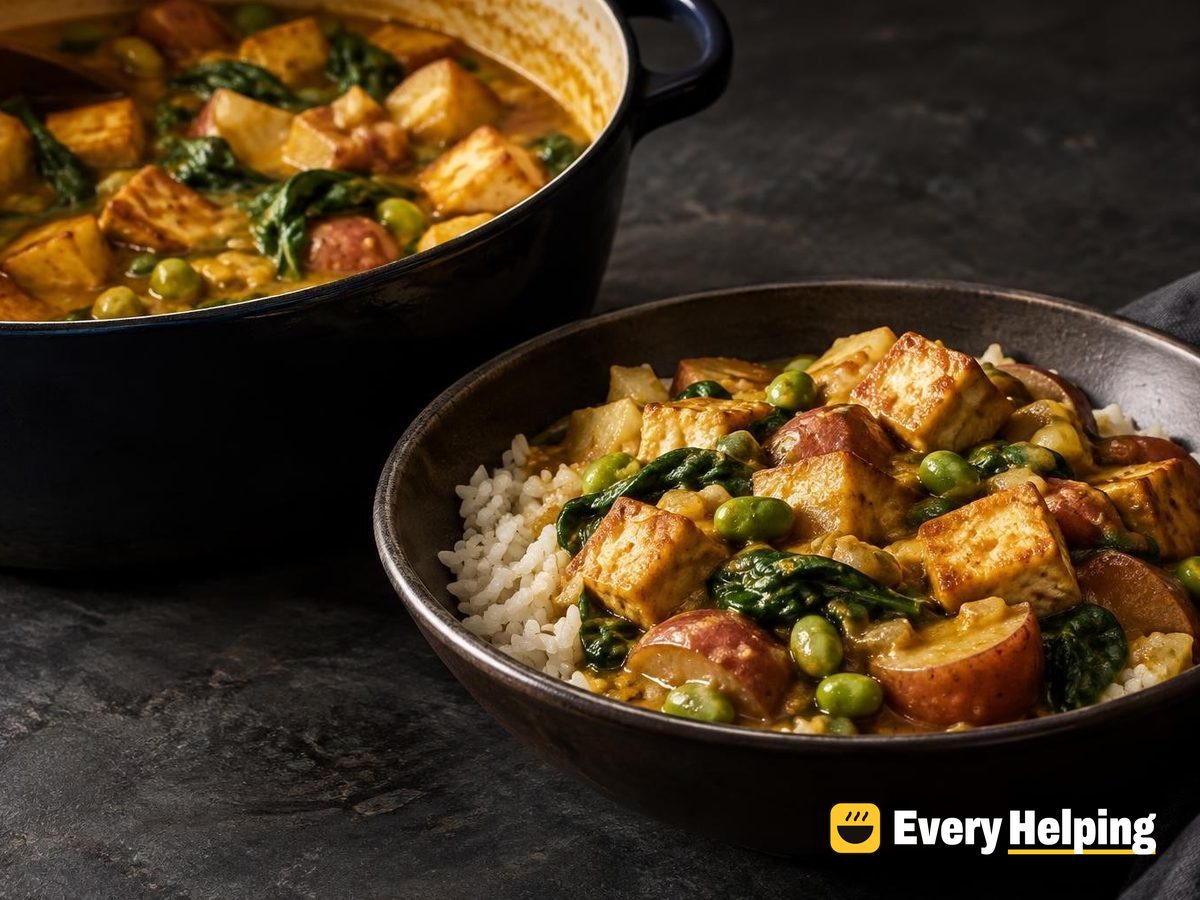Crispy Tofu Coconut Curry with Potatoes