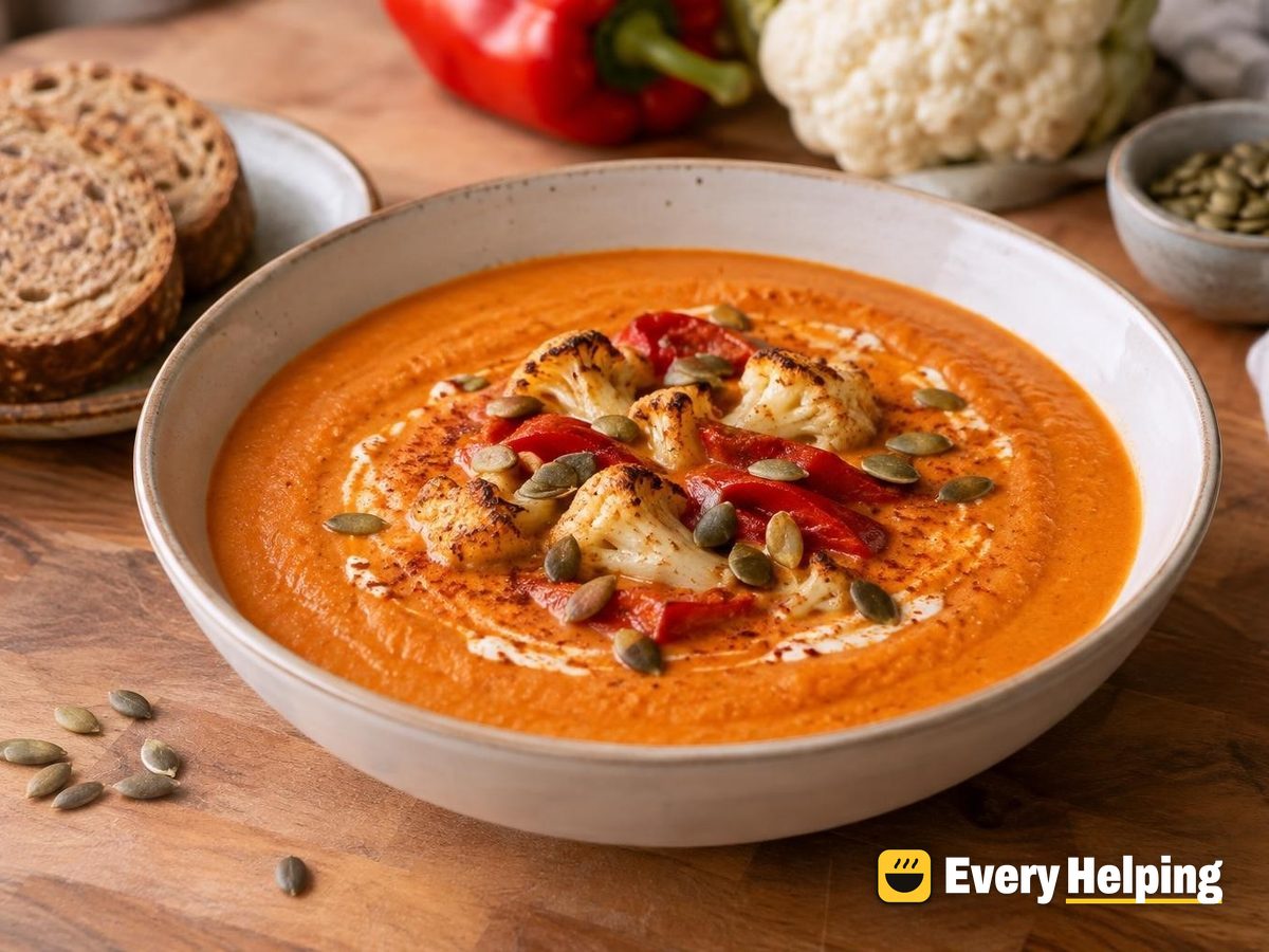 Roasted Cauliflower and Red Pepper Soup