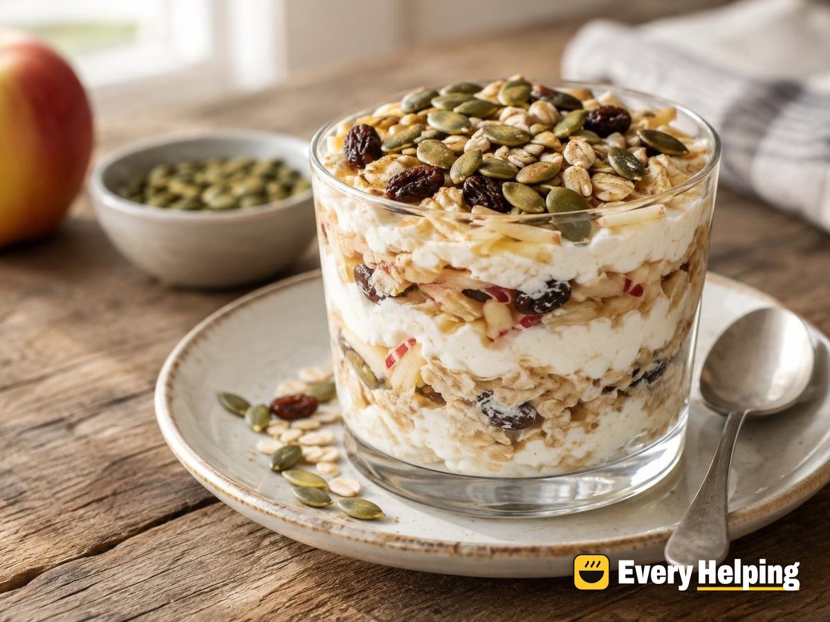 Overnight Bircher Apple Cottage Cheese Parfait