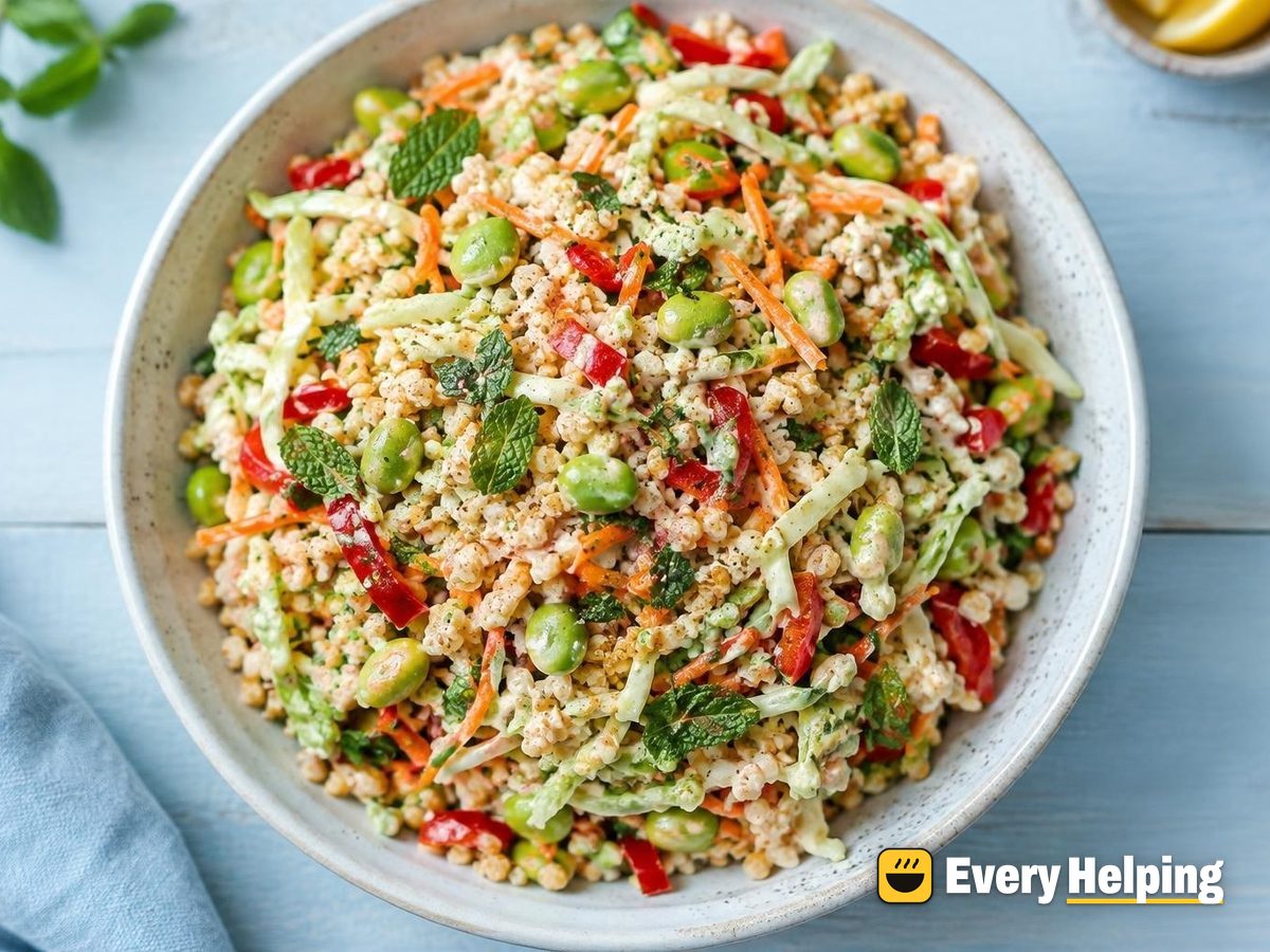 Bulgur Cabbage Crunch Salad with Lemon Tahini