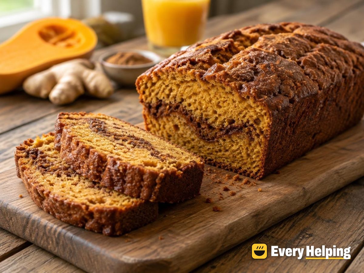 Roasted Butternut Ginger Bread with Cinnamon Ribbon