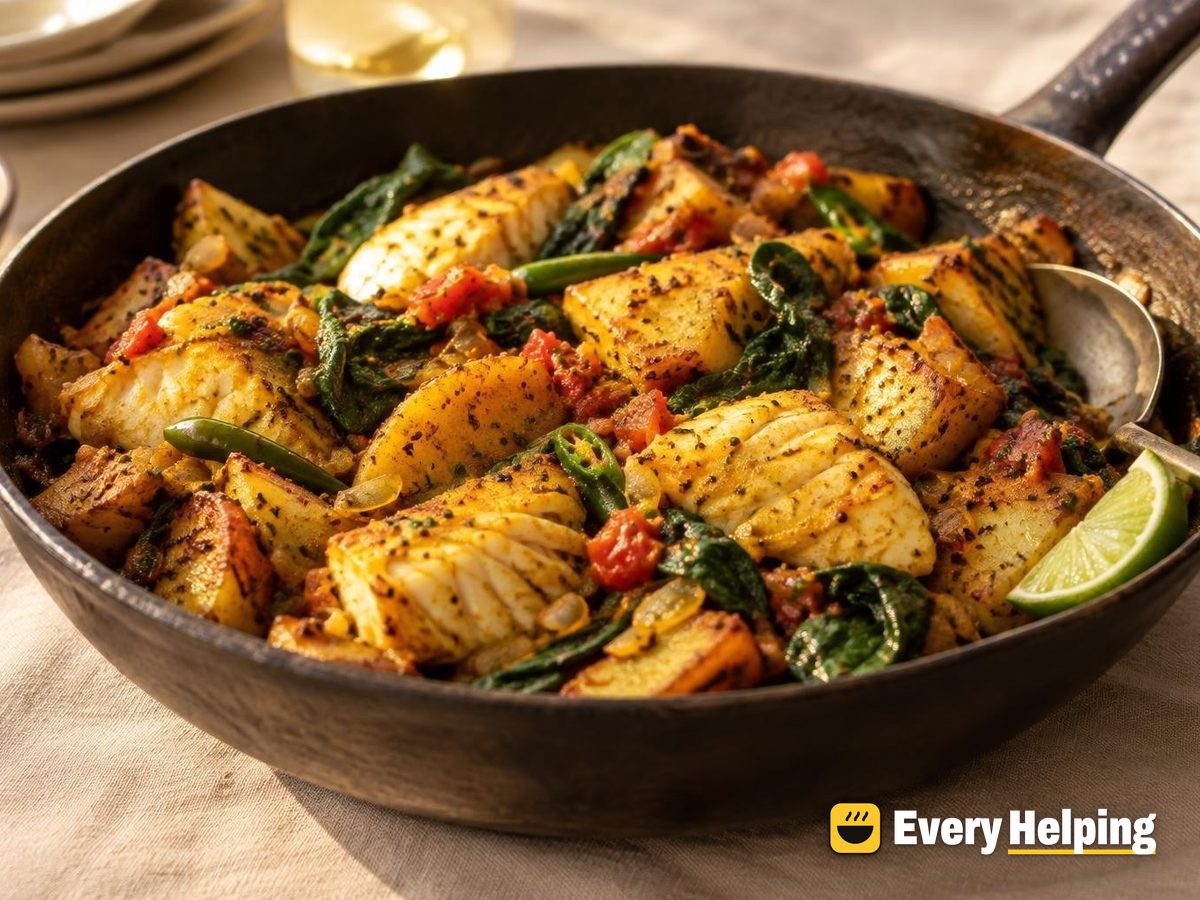 Dry Spiced Cod and Potato Curry