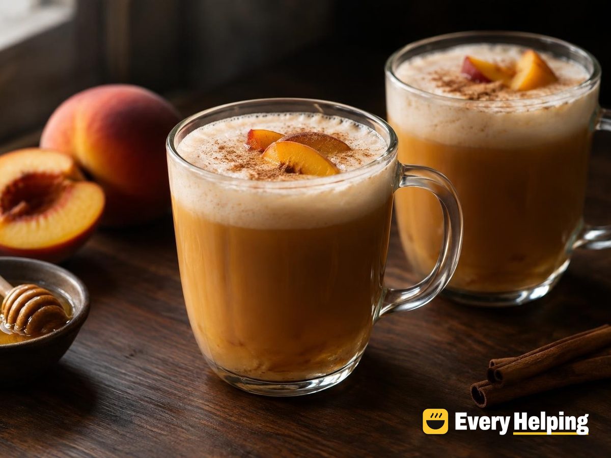 Warm Peach Black Tea Almond Latte