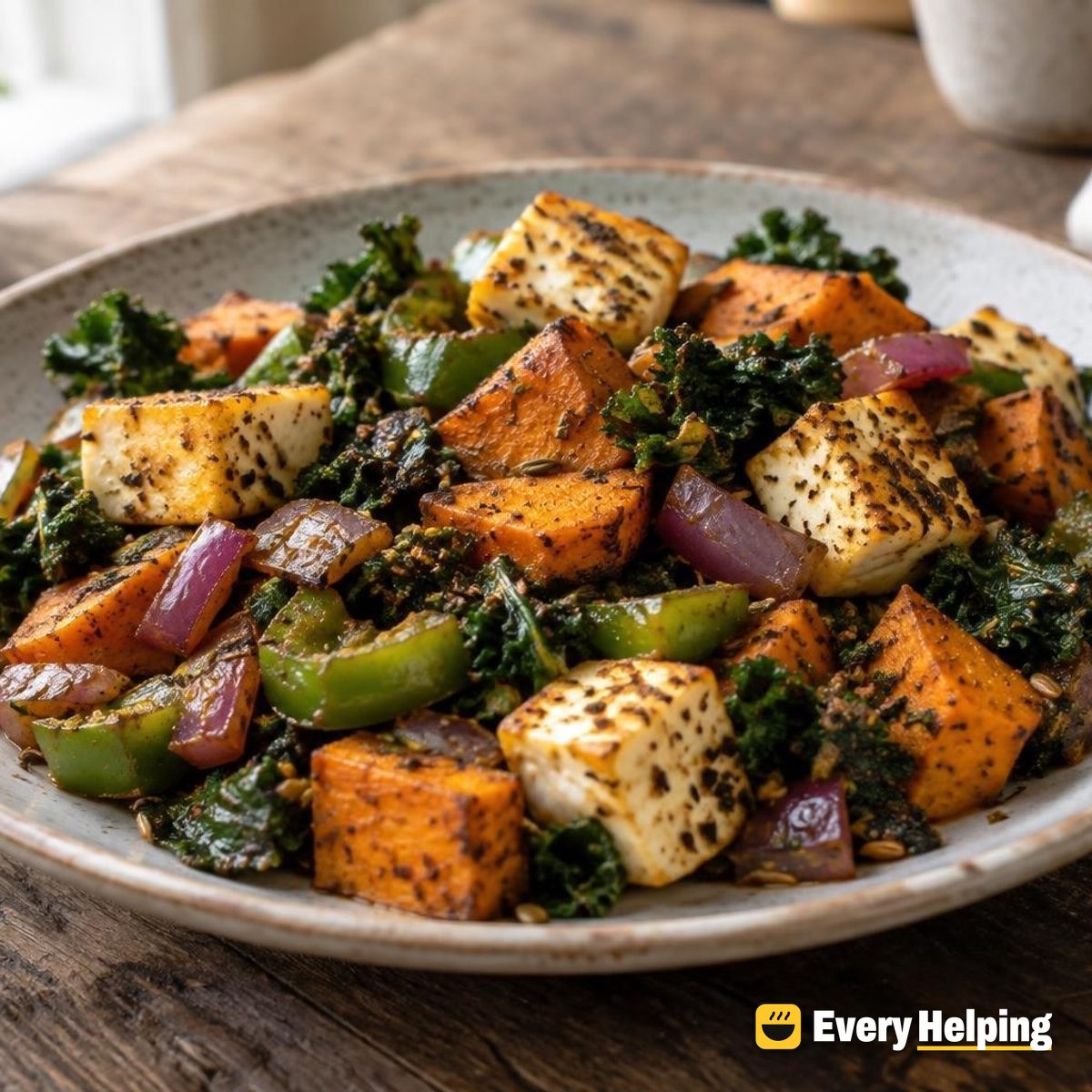 Cracked-Pepper Paneer and Sweet Potato Hash