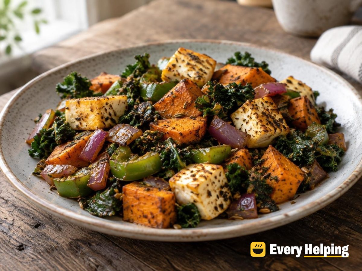 Cracked-Pepper Paneer and Sweet Potato Hash