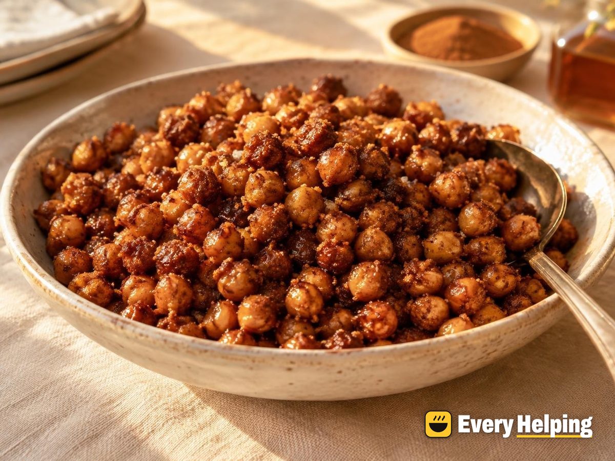 Cinnamon Maple Crunchy Roasted Chickpeas