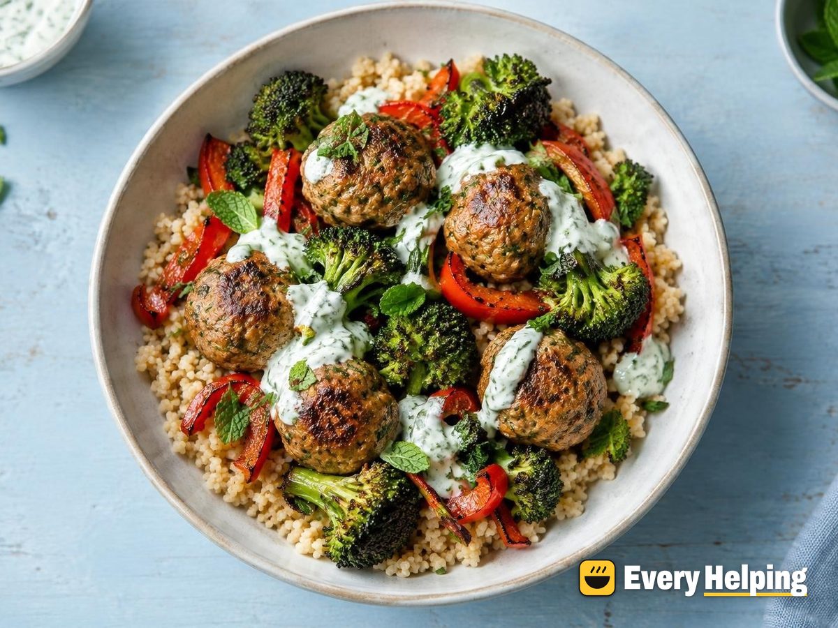 Cumin-Coriander Turkey Meatballs with Broccoli