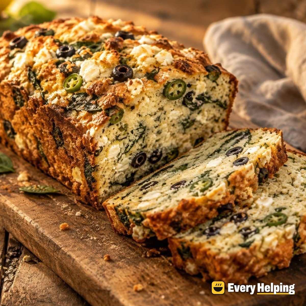 Feta, Jalapeño and Spinach Olive Loaf