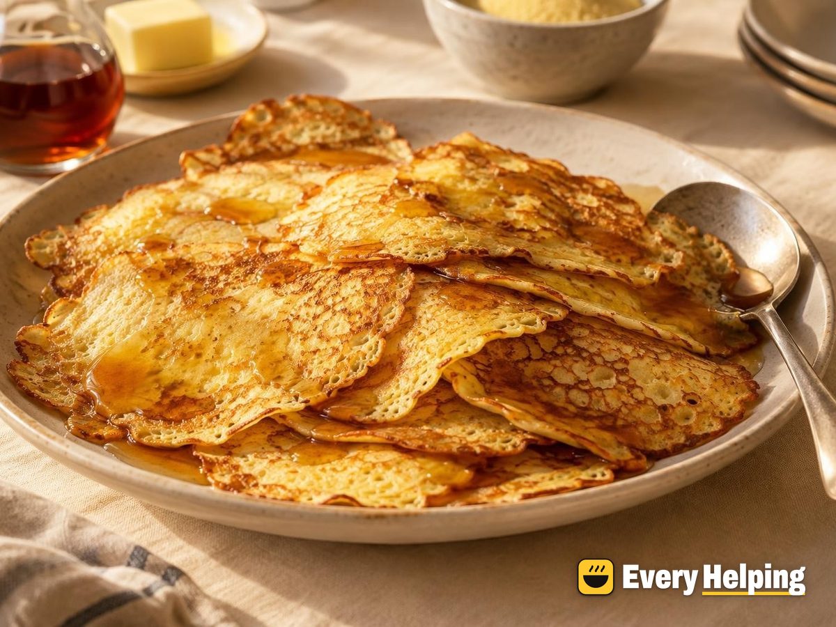 Kefir Cornmeal Thin Pancakes with Maple