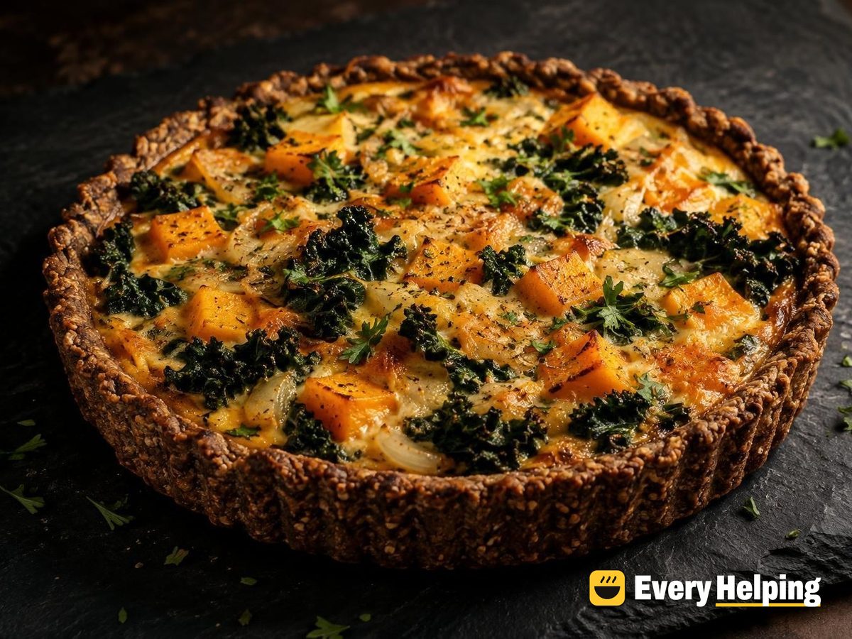 Roasted Butternut Kale Tarts with Rye Crust