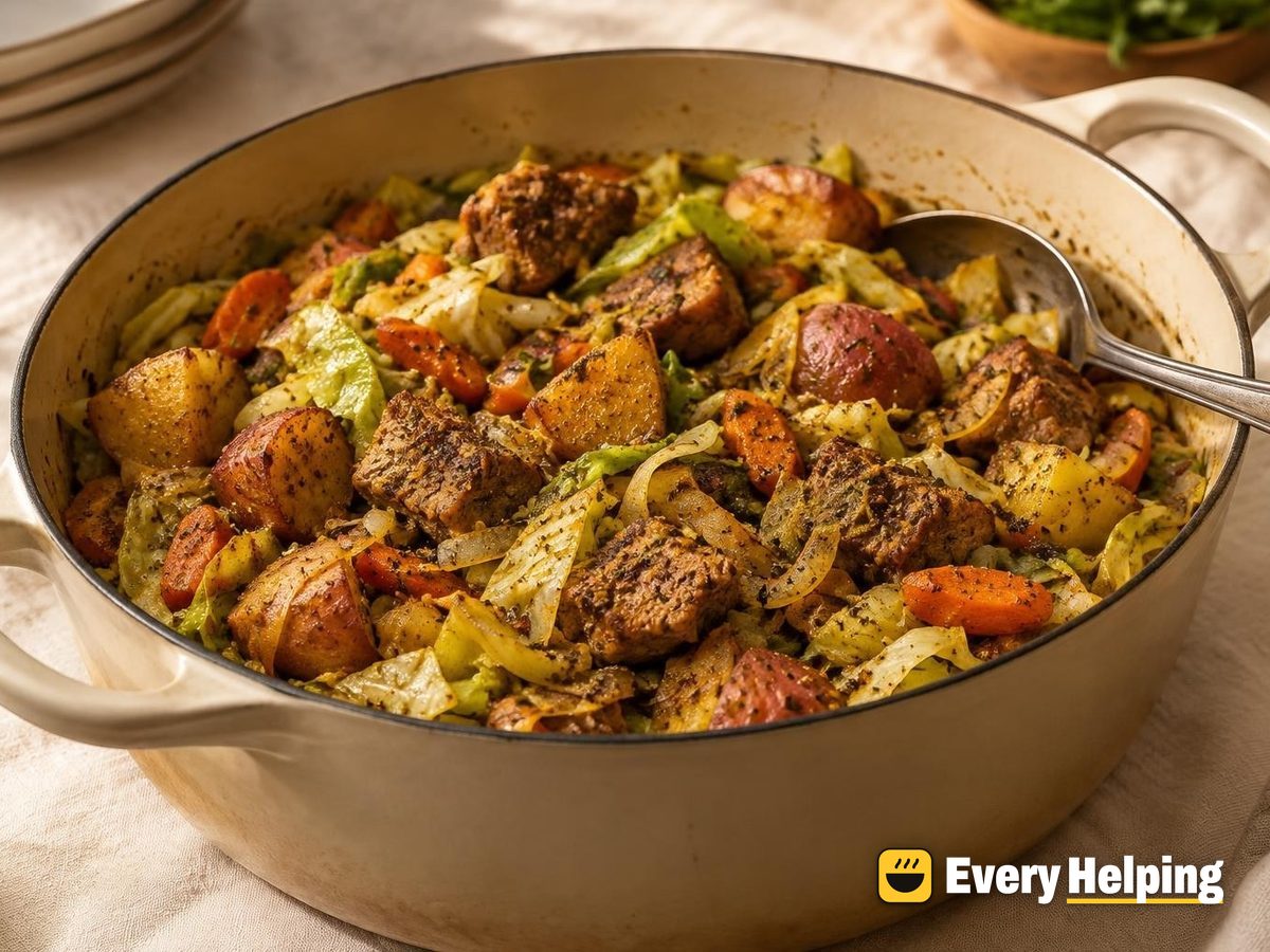 Dry Pork Pepper Fry with Cabbage and Potatoes