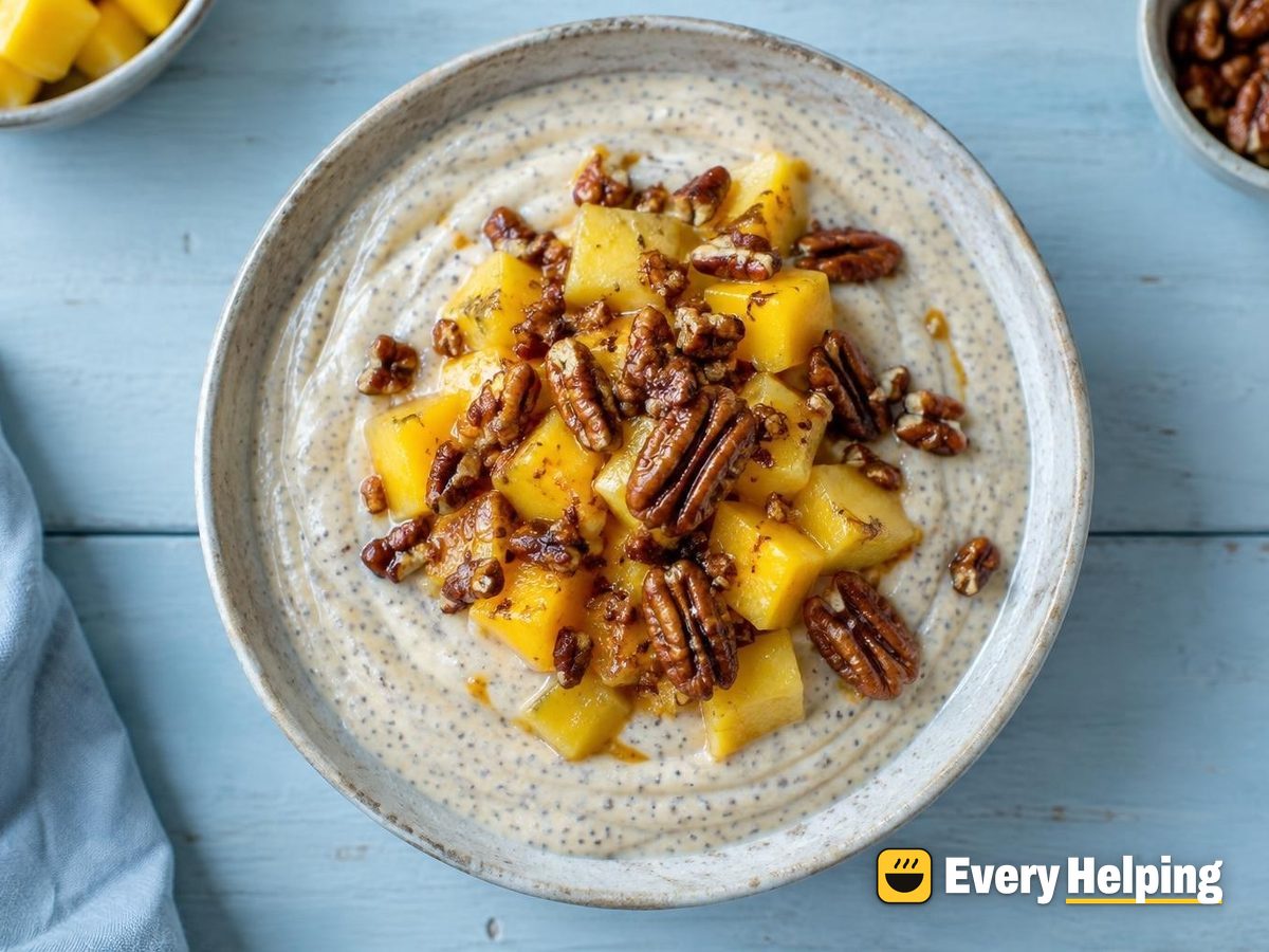 Blended Vanilla Coconut Chia Pudding with Toasted Pecans
