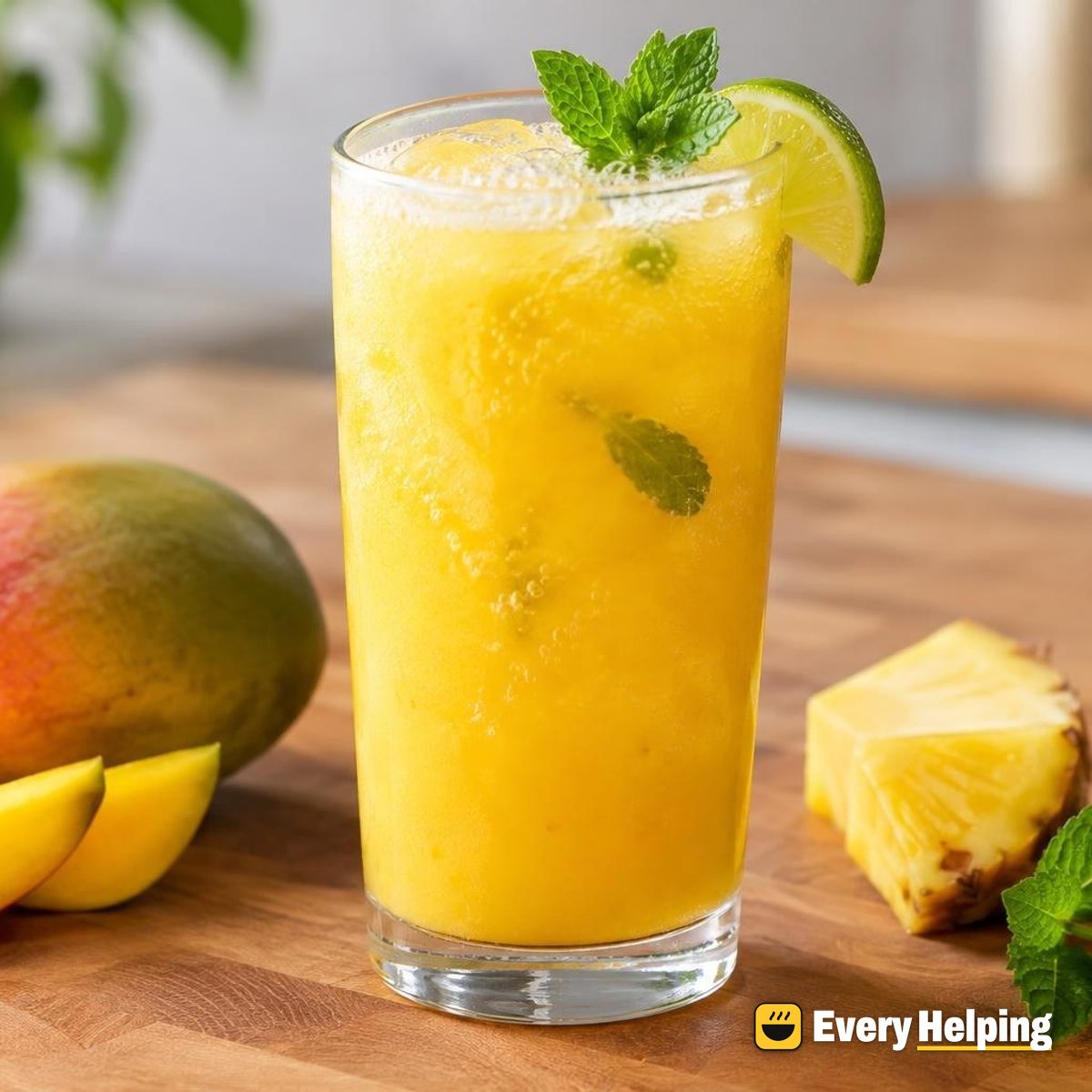 Sparkling Mango-Pineapple Agua Fresca with Ginger-Mint