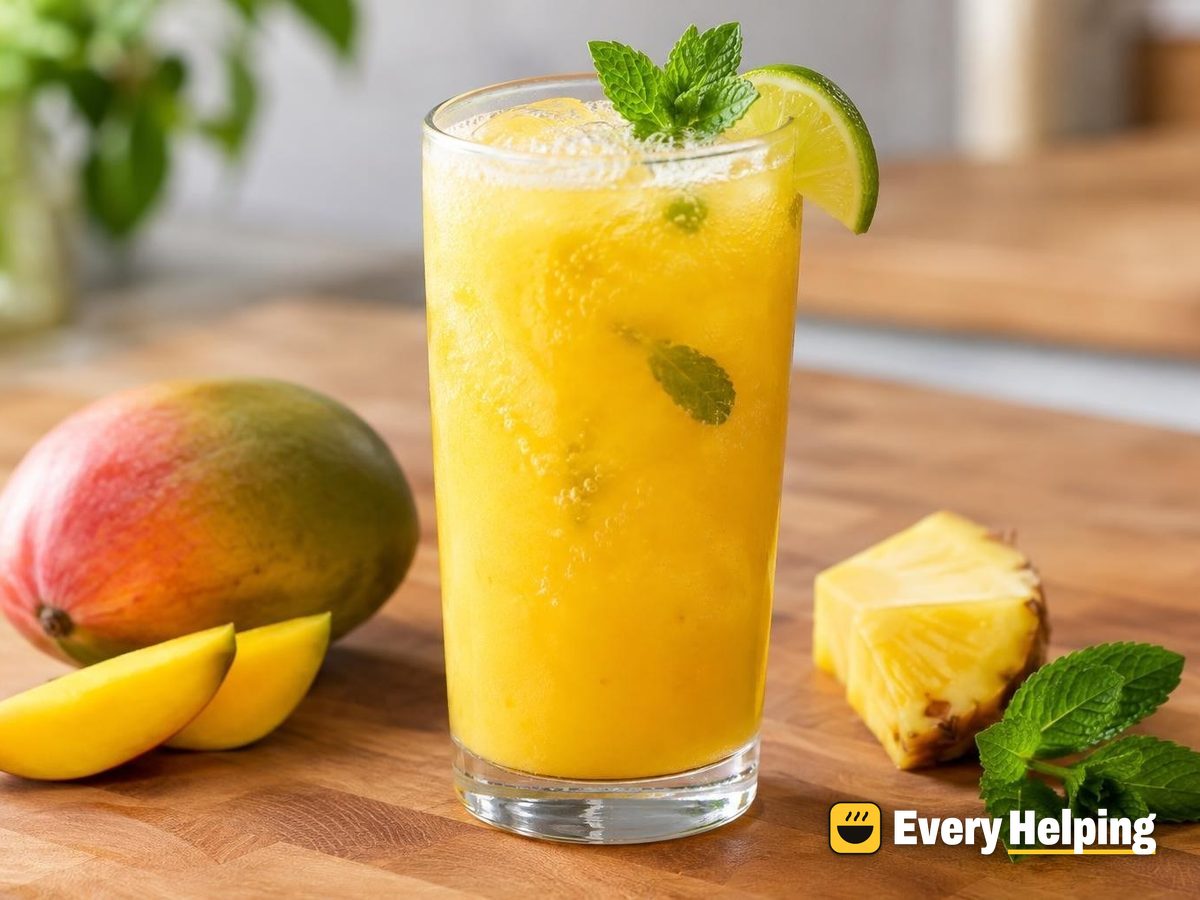 Sparkling Mango-Pineapple Agua Fresca with Ginger-Mint