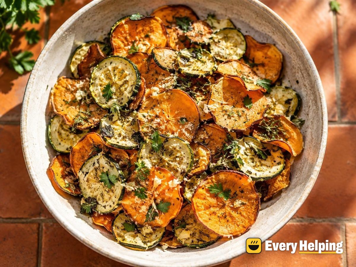 Garlic Herb Sweet Potato and Zucchini Chips