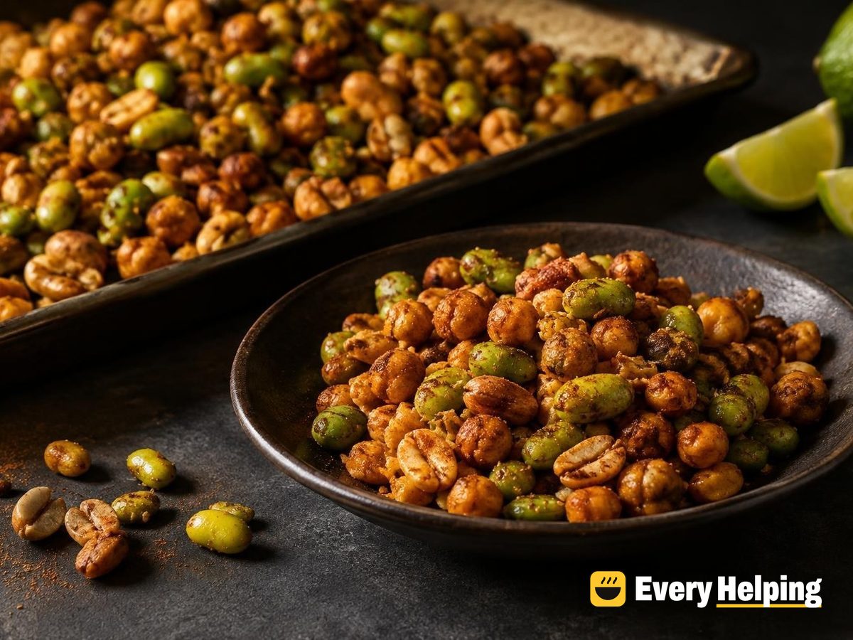 Cinnamon-Ginger Chickpea, Edamame and Peanut Crunch