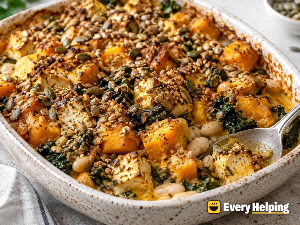 Butternut Sage-Style Tofu Bake with Pepita Crust