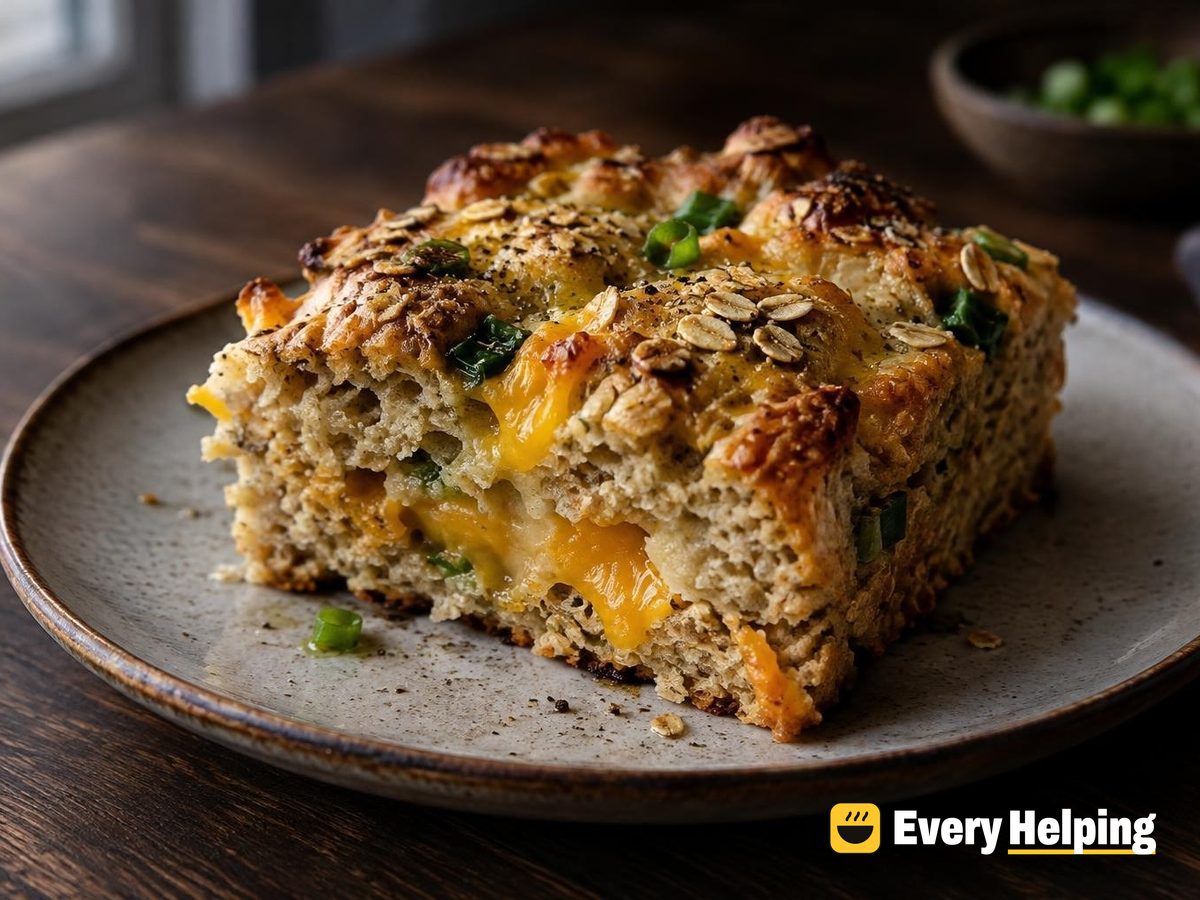 Oat Porridge Cheddar Focaccia with Green Onion