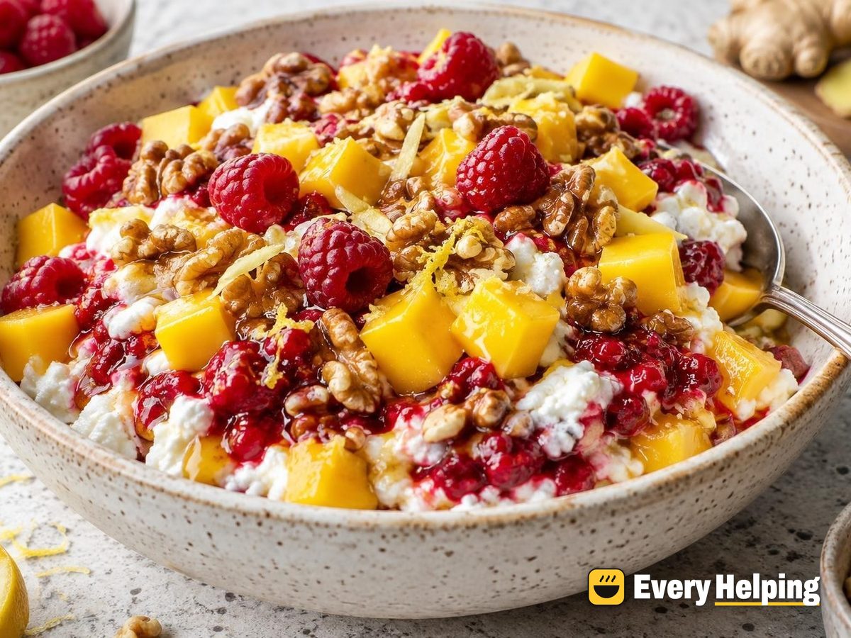 Raspberry-Ginger Mango Cottage Cheese Parfait