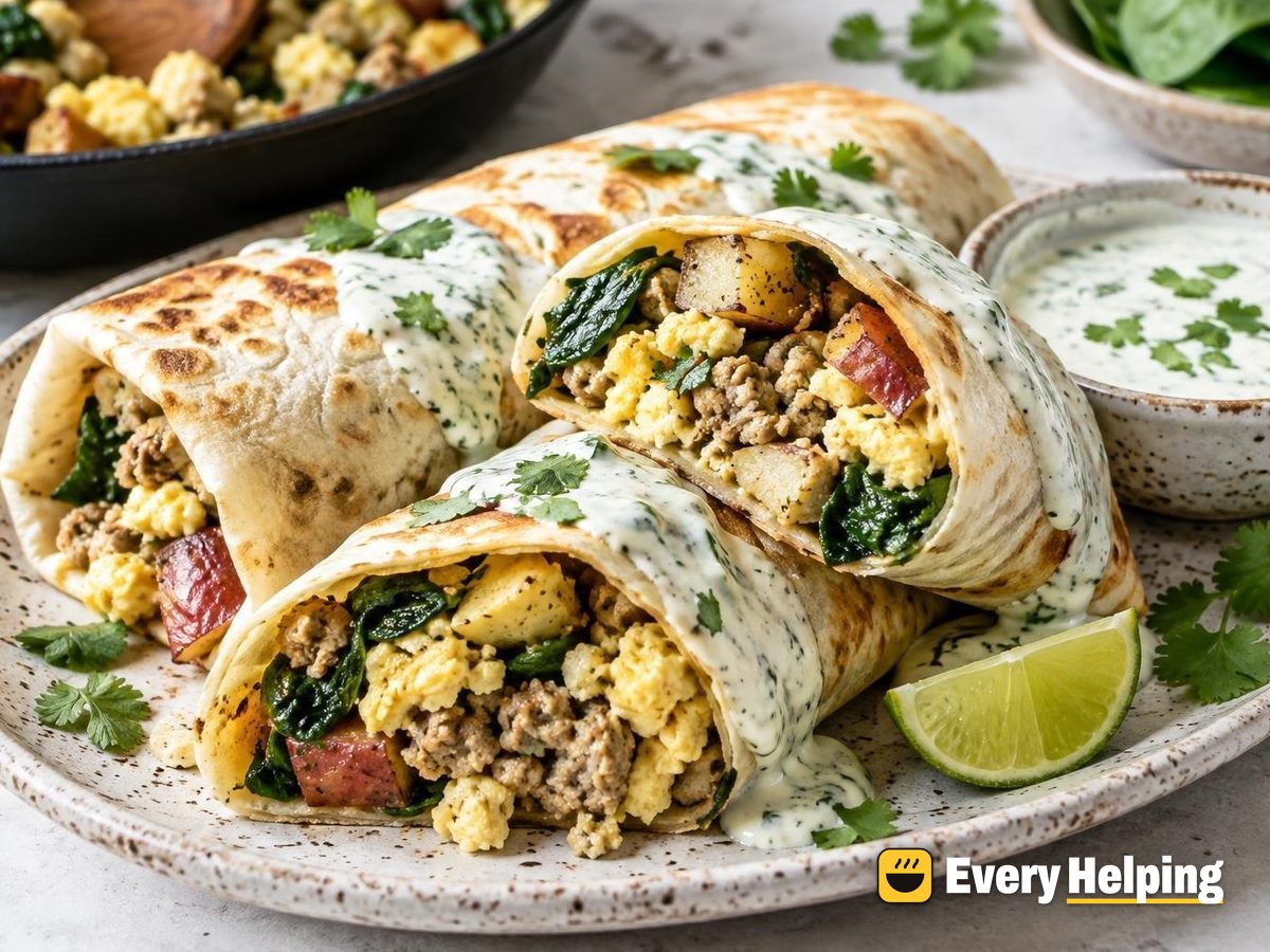 Turkey Sausage, Potato and Egg Breakfast Burritos