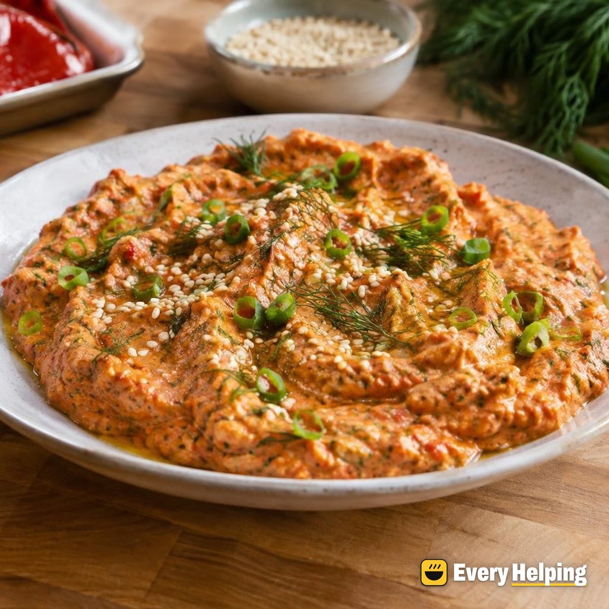 Roasted Pepper Dill Pesto with Cream Cheese