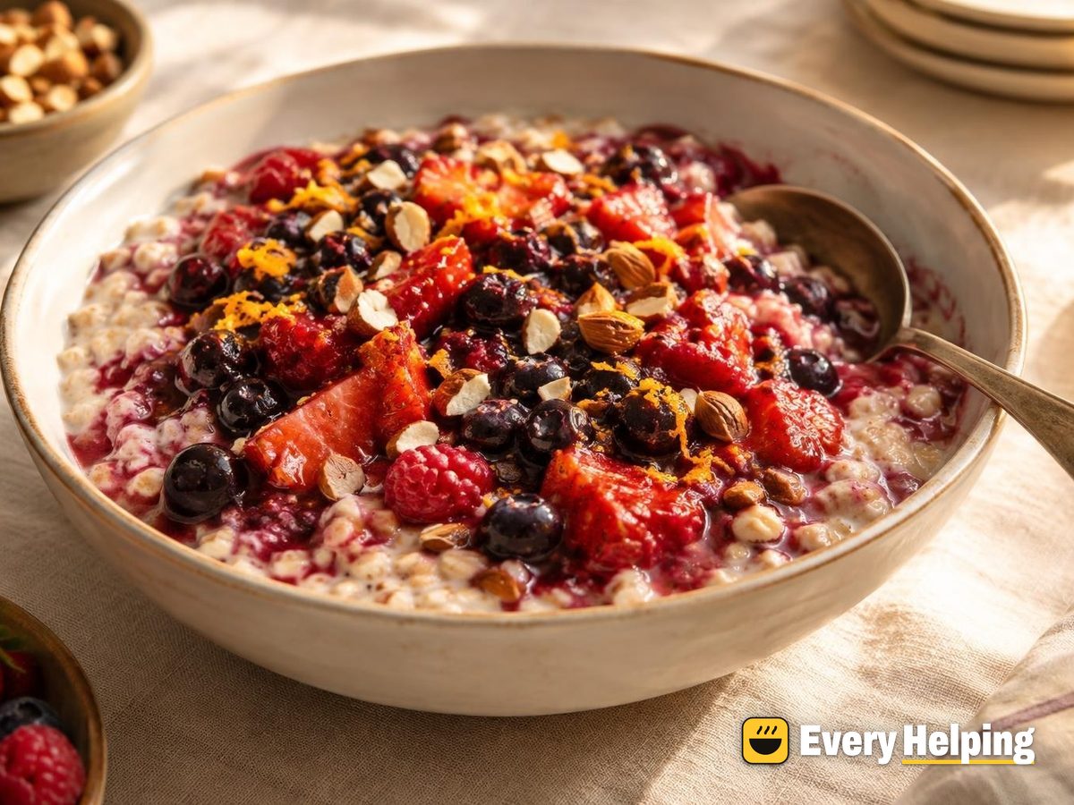 Triple Berry Orange Compote over Oatmeal